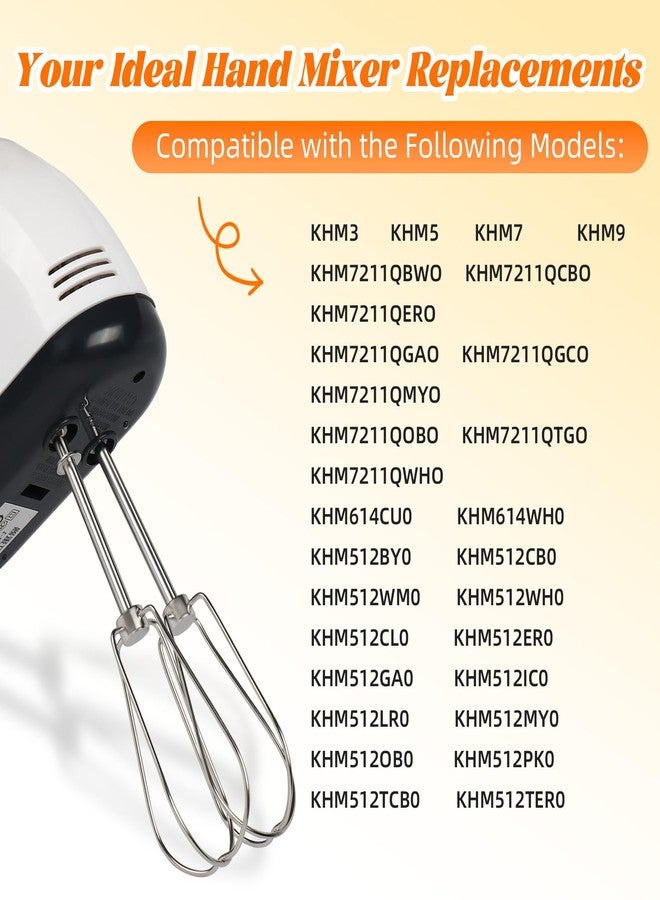 AUGHOA Hand Mixer Beaters for Kitchenaid, W10490648 Beaters Attachments Compatible with KitchenAid Hand Mixer KHM2B AP5644233 PS4082859 - Image 2